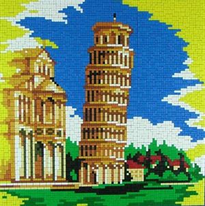 Ministeck MC41251 Stick-it Scheve toren van Pisa, ca. 4.000 steentjes, verbindingsschijfjes, ophanghaakjes en heveltje